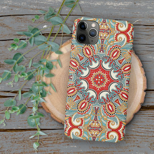 Funda Para iPhone 16 Pro Max Patrón de mosaico floral naranja luz azul teal roj