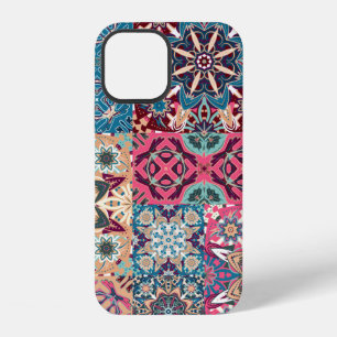 Funda Para iPhone 12 Patrón de mosaico floral sin foco. Verificador de 