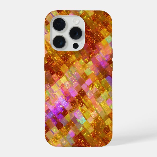 Funda Para iPhone Patrón de mosaico iridiscente dorado (Reverso )