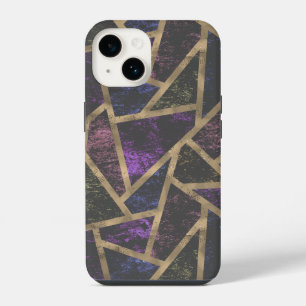 Funda Para iPhone 14 Patrón de mosaico morado y dorado