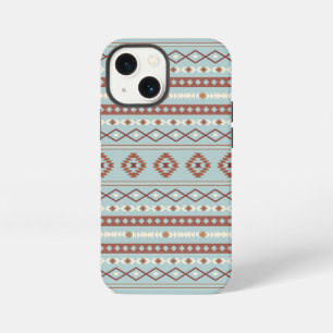 Funda Para iPhone 13 Mini Patrón de Motivo Mixto Azteca Óxido Crema Azul