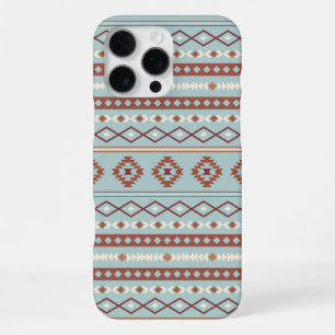 Funda Para iPhone 16 Pro Max Patrón de Motivo Mixto Azteca Óxidos Crema Azul
