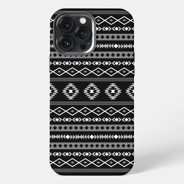 Funda Para iPhone Patrón de motivos mixtos azteca blanco gris negro (Reverso )