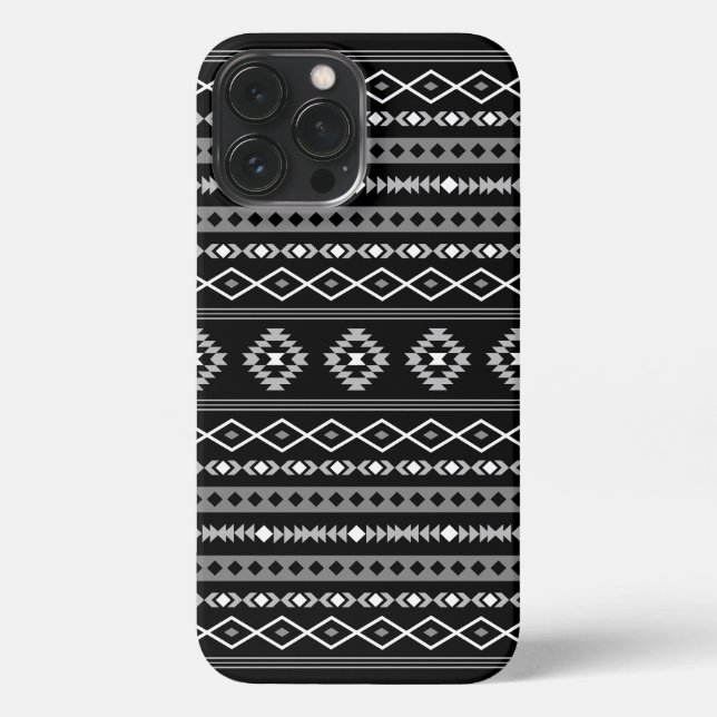 Funda Para iPhone Patrón de motivos mixtos azteca blanco gris negro (Reverso )