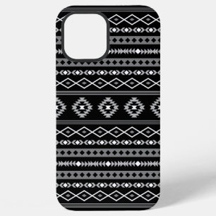 Funda Para iPhone 12 Pro Max Patrón de motivos mixtos azteca blanco gris negro