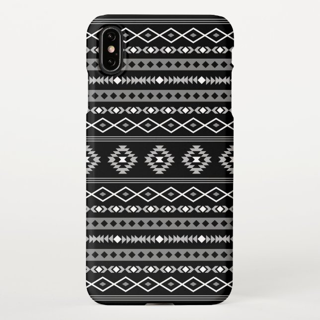 Funda Para iPhone Patrón de motivos mixtos azteca blanco gris negro (Reverso)