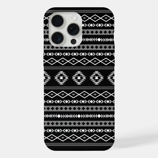 Funda Para iPhone Patrón de motivos mixtos azteca blanco gris negro (Reverso )