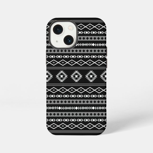Funda Para iPhone Patrón de motivos mixtos azteca blanco gris negro (Reverso )