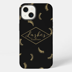 Patrón de Muchas Pestñas Personalizado Negro/Dorad