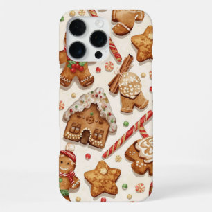 Funda Para iPhone 16 Pro Max Patrón de Navidad de Mundo de Pan de Jengibre Fe
