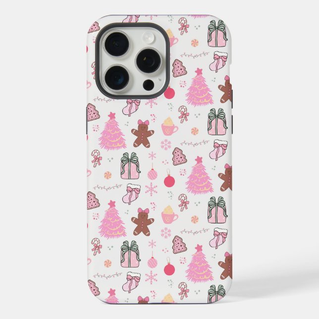 Funda Para iPhone Patrón de Navidad rosa (Reverso )