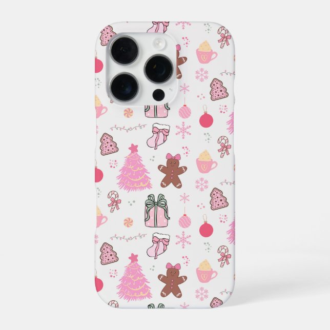 Funda Para iPhone Patrón de Navidad Rosa (Reverso)