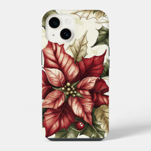 Funda Para iPhone 14 Patrón de Navidades florales de Poinsettia (5)