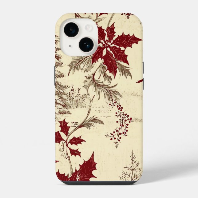 Funda Para iPhone Patrón de Navidades florales de Poinsettia (8) (Reverso )