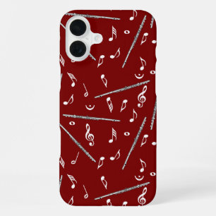 Funda Para iPhone 16 Plus Patrón de notas de música de flauta
