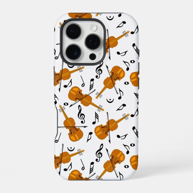Funda Para iPhone Patrón de notas de música en violín (Reverso )