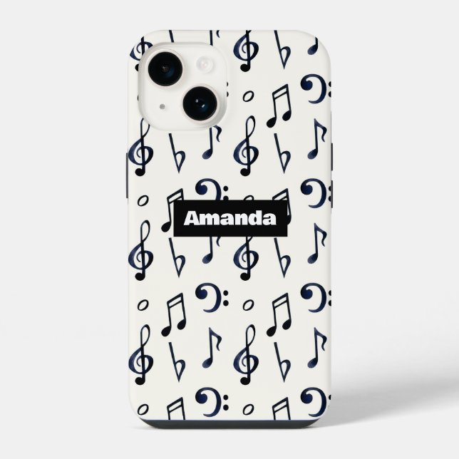 Funda Para iPhone Patrón de notas musicales (Reverso )