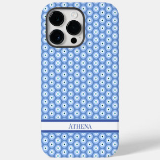 Funda Para iPhone 14 Pro Max Patrón de ojos malvados Nombre azul suave Amulet g