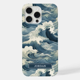 Patrón de olas japonesas monogramado