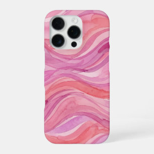 Funda Para iPhone 16 Pro Patrón de ondas de acuarela rosa