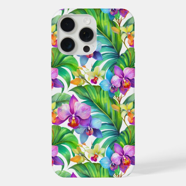 Funda Para iPhone patrón de orquídea tropical (Reverso )