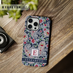 Patrón de Paisley Blanco Azul Rojo Personalizable