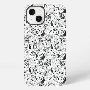 Patrón de paisley en negro y blanco – Arte textil