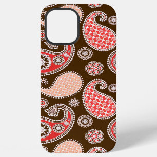 Funda Para iPhone 12 Pro Max Patrón de paisley, marrón de coral y chocolate