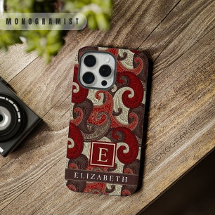 Patrón de Paisley Rojo Blanco Gris Marrón Personal