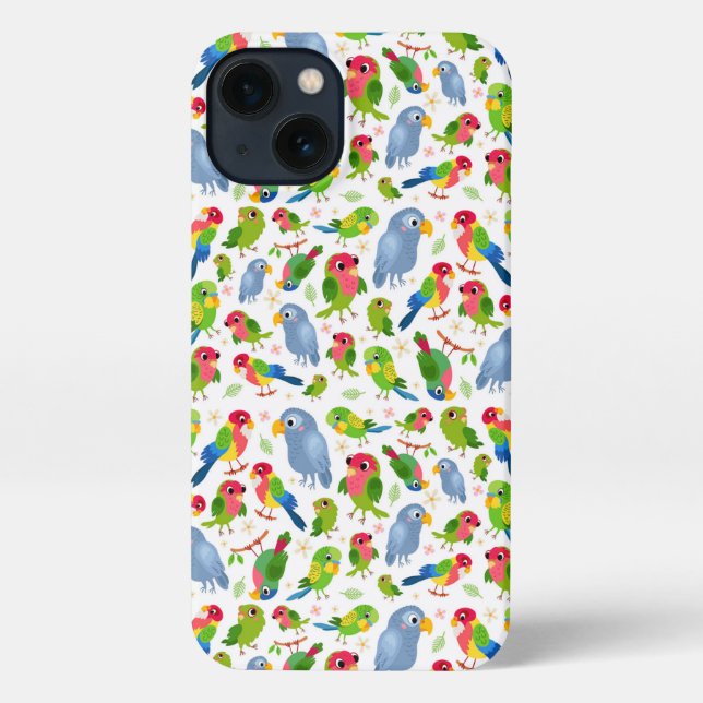 Funda Para iPhone Patrón de pájaros de época, patrón de paracaídas c (Reverso )