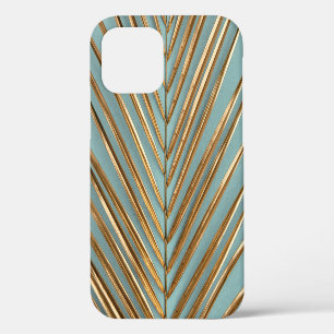 Funda Para iPhone 12 Patrón de Palma Tropical Pintado en Oro