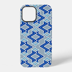 Funda Para iPhone 12 Patrón de papel pintado Art Déco, gris y azul
