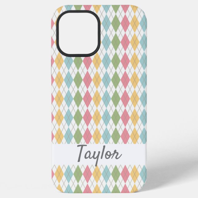 Funda Para iPhone Patrón de Pastel Argyle Personalizado (Reverso )