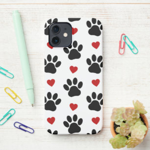 Funda Para iPhone 12 Patrón De Patas, Patas De Perro, Patas Negras, Cor