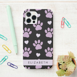 Funda Para iPhone 12 Pro Patrón De Patas, Patas Lilac, Corazones, Tu Nombre