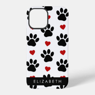 Funda Para iPhone 12 Pro Patrón De Patas, Patas Negras, Corazones Rojos, Tu