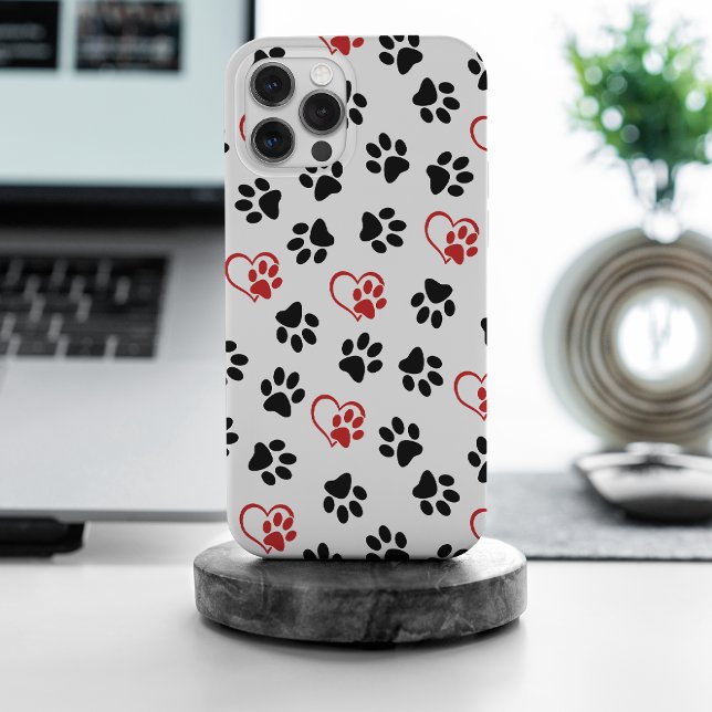 Funda Para iPhone Patrón De Patas, Patas Negras, Manos Rojas, Corazo (Subido por el creador)