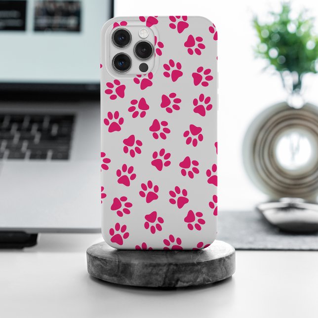 Funda Para iPhone Patrón De Paws, Paws De Perro, Paws Rosados (Subido por el creador)