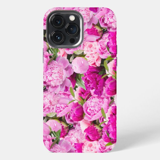 Funda Para iPhone Patrón de Peonías Rosadas   (Reverso )