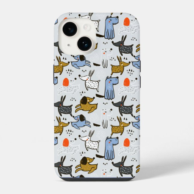 Funda Para iPhone Patrón de perro Doodle lindo (Reverso )