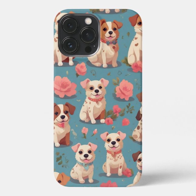 Funda Para iPhone Patrón de perros cortados (Reverso )