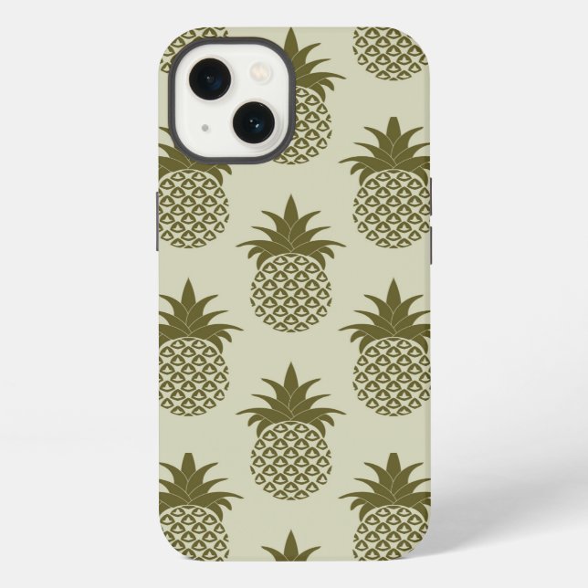 Funda Para iPhone Patrón de Piña Caqui (Reverso )