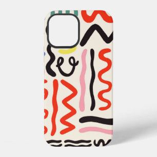Funda Para iPhone 12 Patrón de pincel dibujado a mano, zigzags, líneas