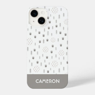 Funda Para iPhone 14 Patrón de pista de animales de Woodland
