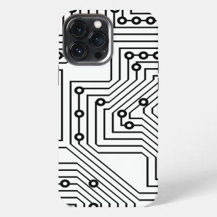 Funda Para iPhone 13 Pro Max Patrón de placa de circuito retro negro moderno