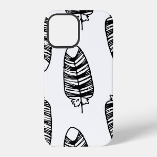 Funda Para iPhone 12 Patrón de pluma rayada de ave. Patrón continuo de