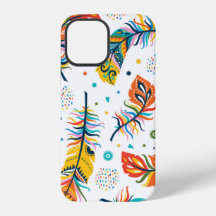 Funda Para iPhone 12 Patrón de plumas vintage sin costuras al estilo bo