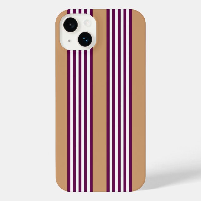 Funda Para iPhone Patrón de plumas y cinco rayas blancas con broncea (Reverso )