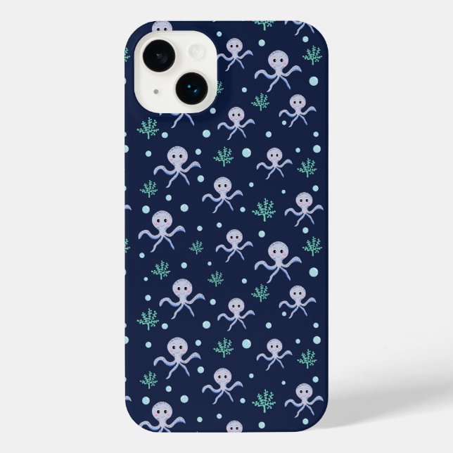 Funda Para iPhone Patrón de pulpo bajo el mar (Reverso )