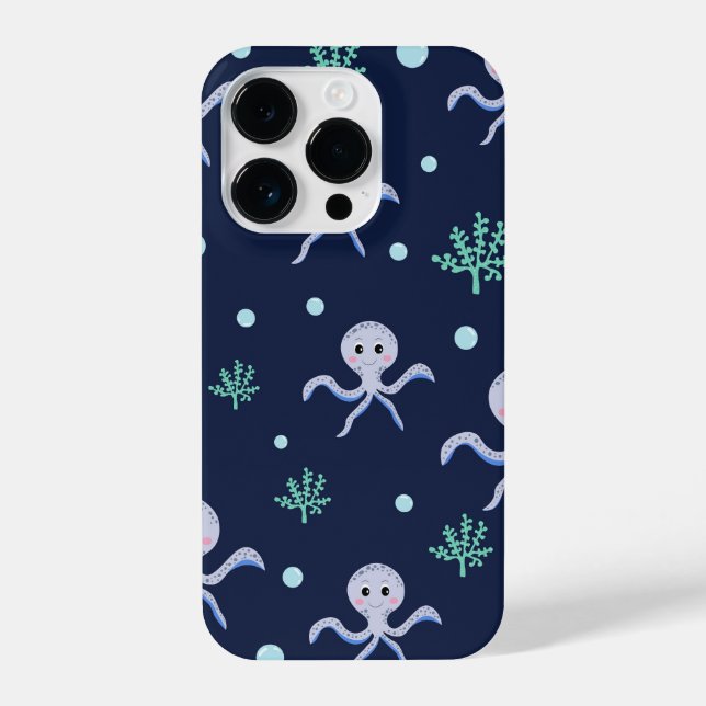 Funda Para iPhone Patrón de pulpo bajo el mar (Reverso )